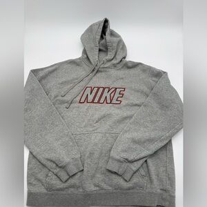 Men’s VINTAGE Nike Hoodie Logo Gray Grunge Logo Pullover Sweatshirt Y2K Sz Med